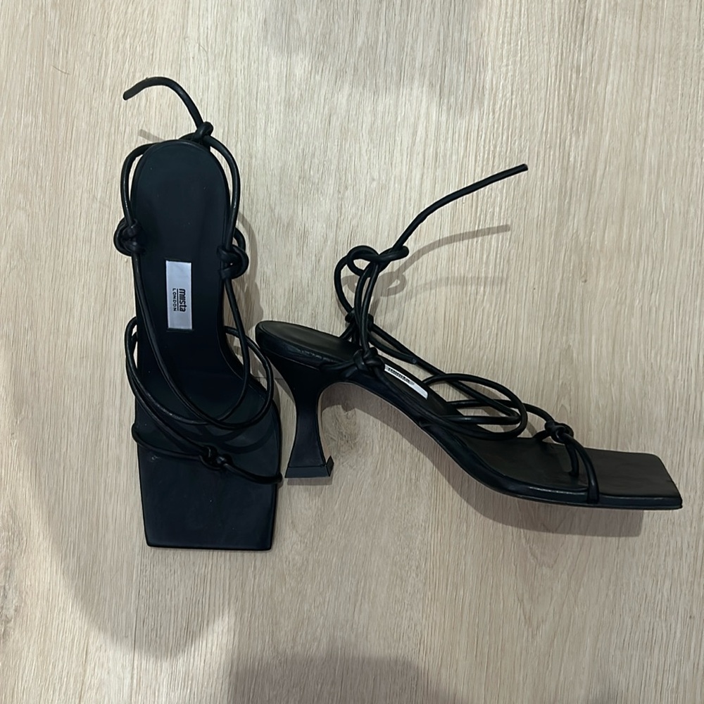 Miista Black Leather Sandals